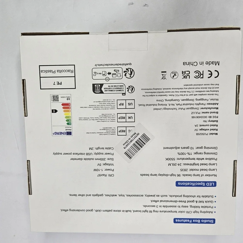Puluz 25cm Foldable LED Ring Light Studio Box 12 Color Options - New in Open Box